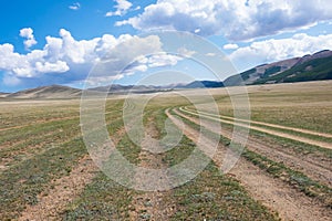 Roads in the steppes of Mongolia