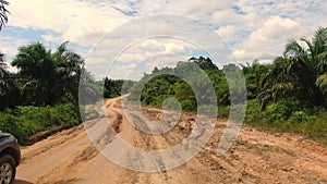 Roads and transportation in palm oil plantations in Indonesia