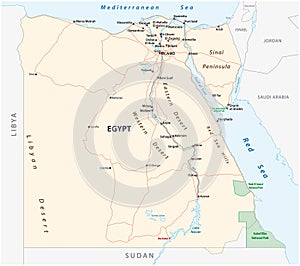 Roads vector map of the Arab Republic of Egypt