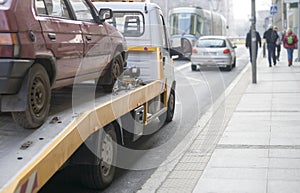 Roadside assistance car towing truck