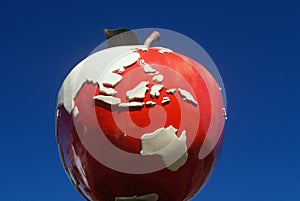 Roadside attraction sculpture of a giant red apple, CT