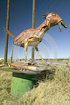 Roadside bird made out of scrap metal along route 54 in Southern New Mexico