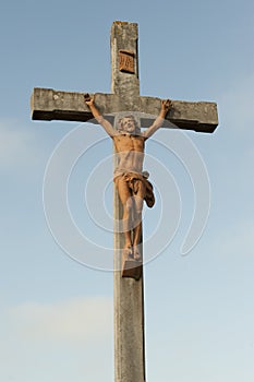Christ on cross Jesus Christ on wayside cross, France photo