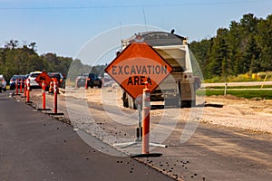 Roadside construction heavy machinery