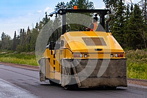 Roadside construction heavy machinery