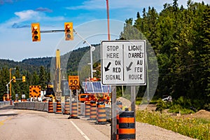 Roadside construction warning signs