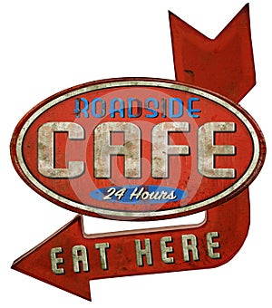 Roadside Diner Cafe Restaurant Sign