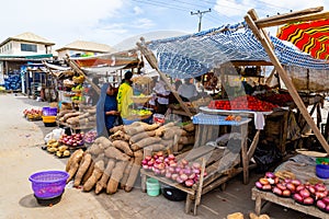 Roadside foods Lagos Nigeria; makeshift roadside stall photo