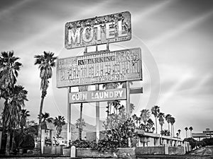 Roadside motel sign - decayed iconic desert Southwest USA