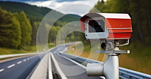 A Roadside Radar Camera Diligently Monitoring Vehicle Speeds