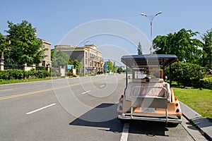 Roadside sightseeing car in sunny summer