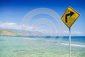 Roadsign at areia branca beach near dili east timor