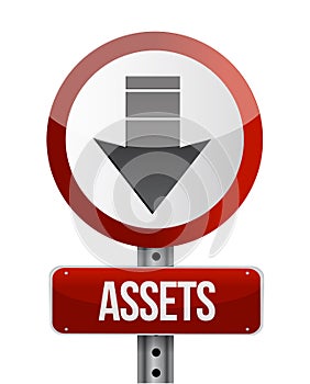 Roadsign with a falling assets concept