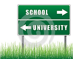 Roadsign school university.