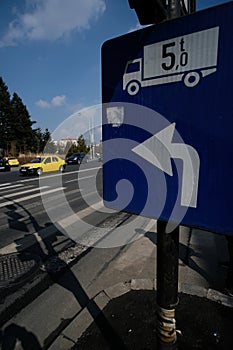 Roadsigns in europe. bucharest, romania