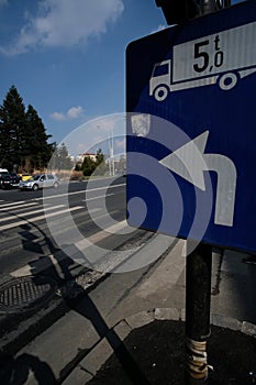 Roadsigns in europe. bucharest, romania