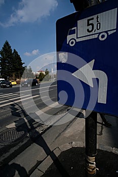 Roadsigns in europe. bucharest, romania