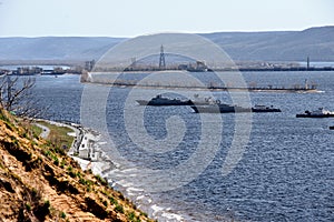 On the roadstead of the river port of Togliatti. Russia.