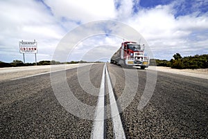 Roadtrain in Nullarbor desert