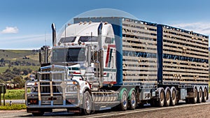 Roadtrain on the Stuart highway near Alice Springs, Australia