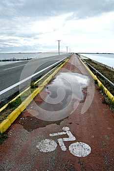 Roadway across lake