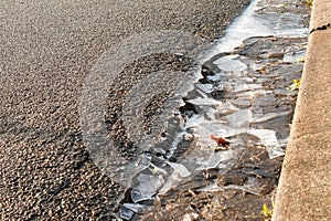 A roadway with broken ice