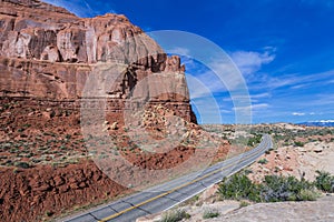 Roadway Leading into Arches National Park near Moab, Utah