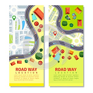 Roadway Map Vertical Banners