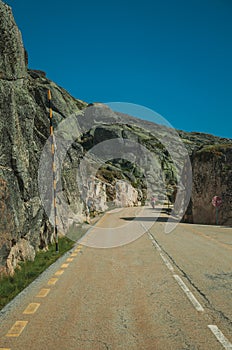 Roadway passing through rocky landscape