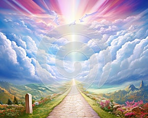 The roadway to the Kingdom of Heaven leads to salvation and paradise with God.