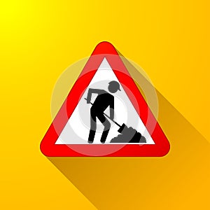Roadwork sign on yellow background