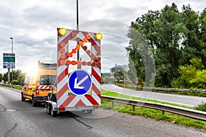 roadwork signs on the highway