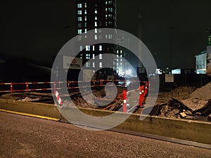 Roadwork and workplace lighting up in the dark