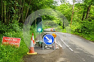 Roadworks Signs and Traffic Light