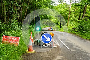 Roadworks Signs and Traffic Light photo
