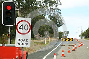 Roadworks with speed limit photo