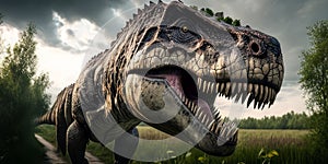 Roaming the Mesozoic: An Illustration of the Giganotosaurus, a Ferocious Dinosaur