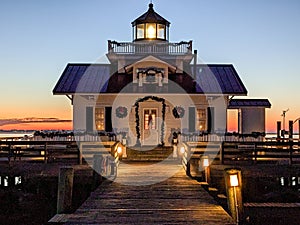 Roanoke Marsh Lighthouse on Shallowbag Bay in Manteo North Carolina