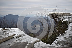 McAfee Knob overlooking Tinker Cliffs in the snow near Roanoke, VA photo