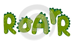 Roar word with with predatory pattern - Cute Dino print design