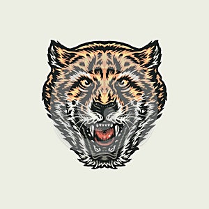 Roaring cheeta, hand drawn line style with digital color