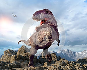 Giganotosaurus from the Cretaceous era 3D illustration photo