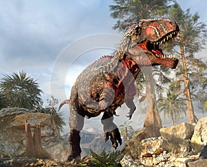 Giganotosaurus from the Cretaceous era 3D illustration photo