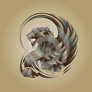 Roaring griffin profile portrait logo template