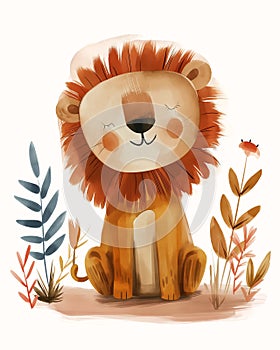 Roaring with Hope: A Cute and Strong Lion\'s Favorite Butterfly P