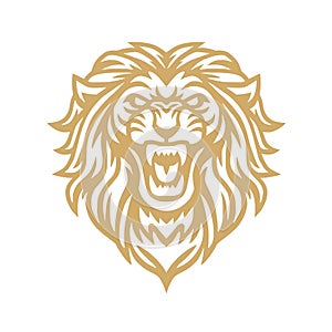 Roaring Lion Gold Logo Mascot Vector