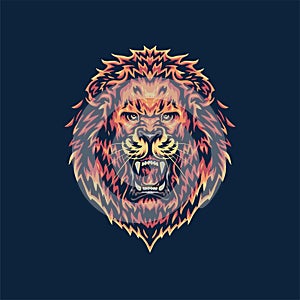 Roaring Lion, hand drawn line style with digital color