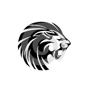 Roaring lion head black and white vector design
