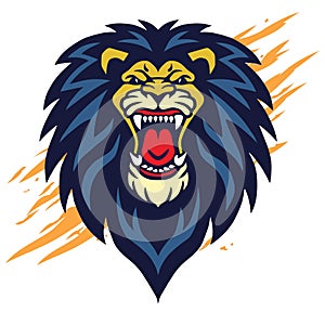 Roaring Lion Head Logo Vector Sports Mascot Design