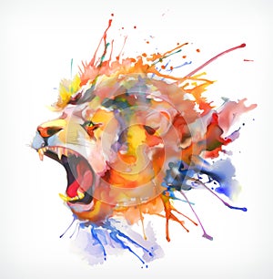 Roaring lion, vector illustration